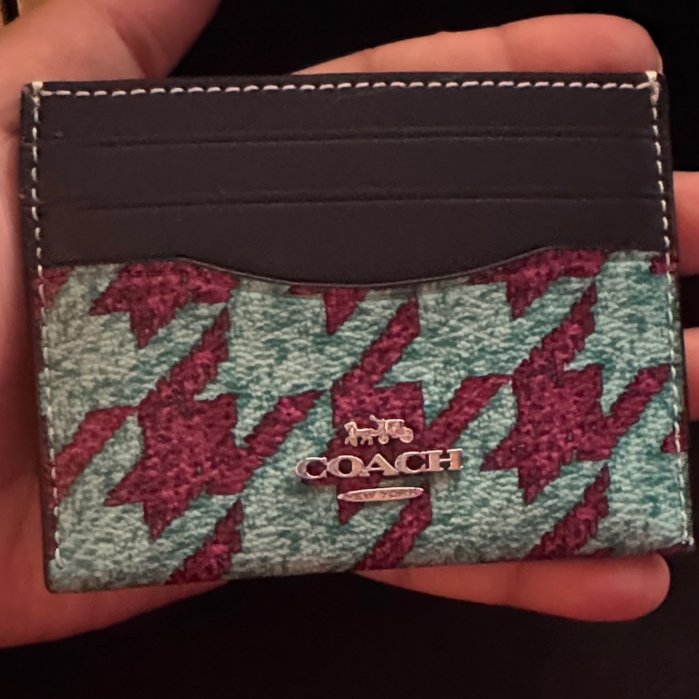 Coach Teal and Burgundy Card Holder